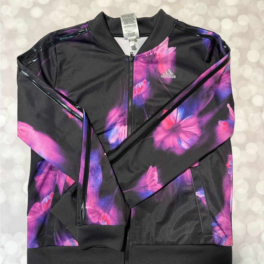 Adidas Black and Pink Track Jacket